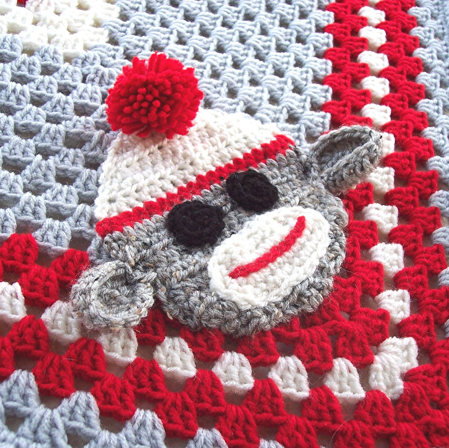 Sock Monkey Afghan Crochet Pattern Free Sock Monkey Granny Square Blanket 31 X 31 Haken Pinterest