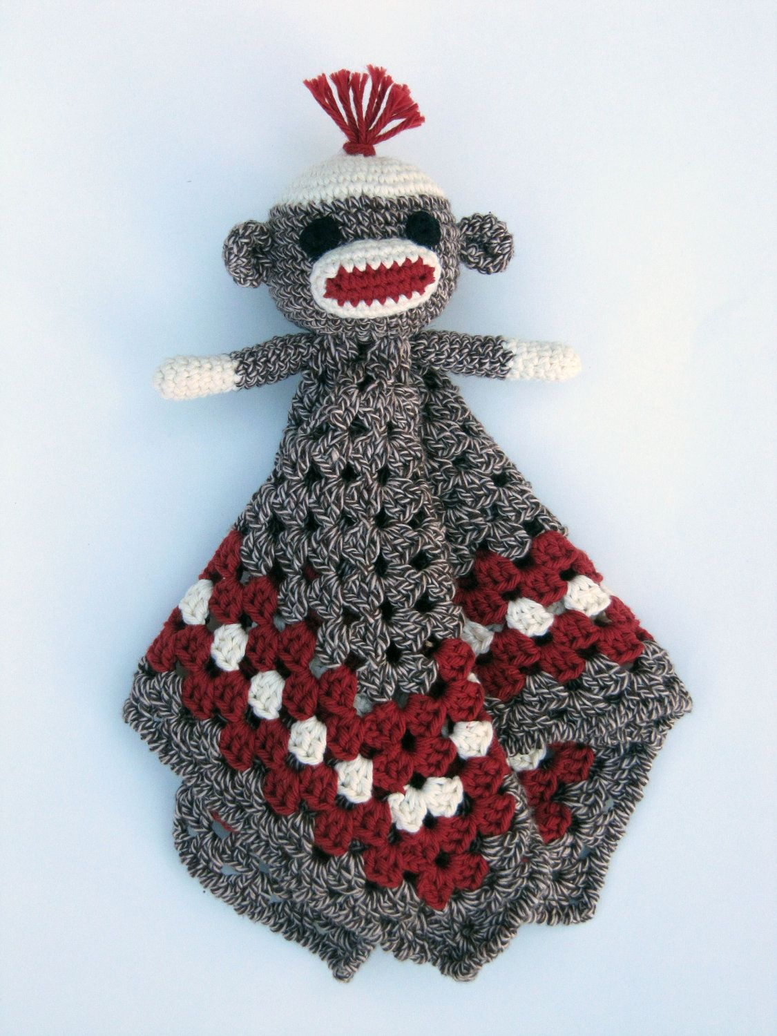 Sock Monkey Afghan Crochet Pattern Free Sock Monkey Lovey Crochet Pattern Instant Download Blankey