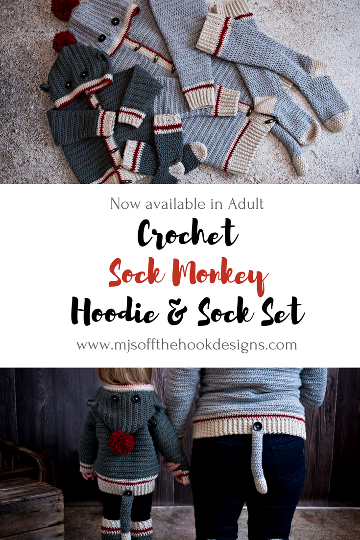 Sock Monkey Crochet Pattern Adult Sock Monkey Crochet Pattern Mjs Off The Hook Designs