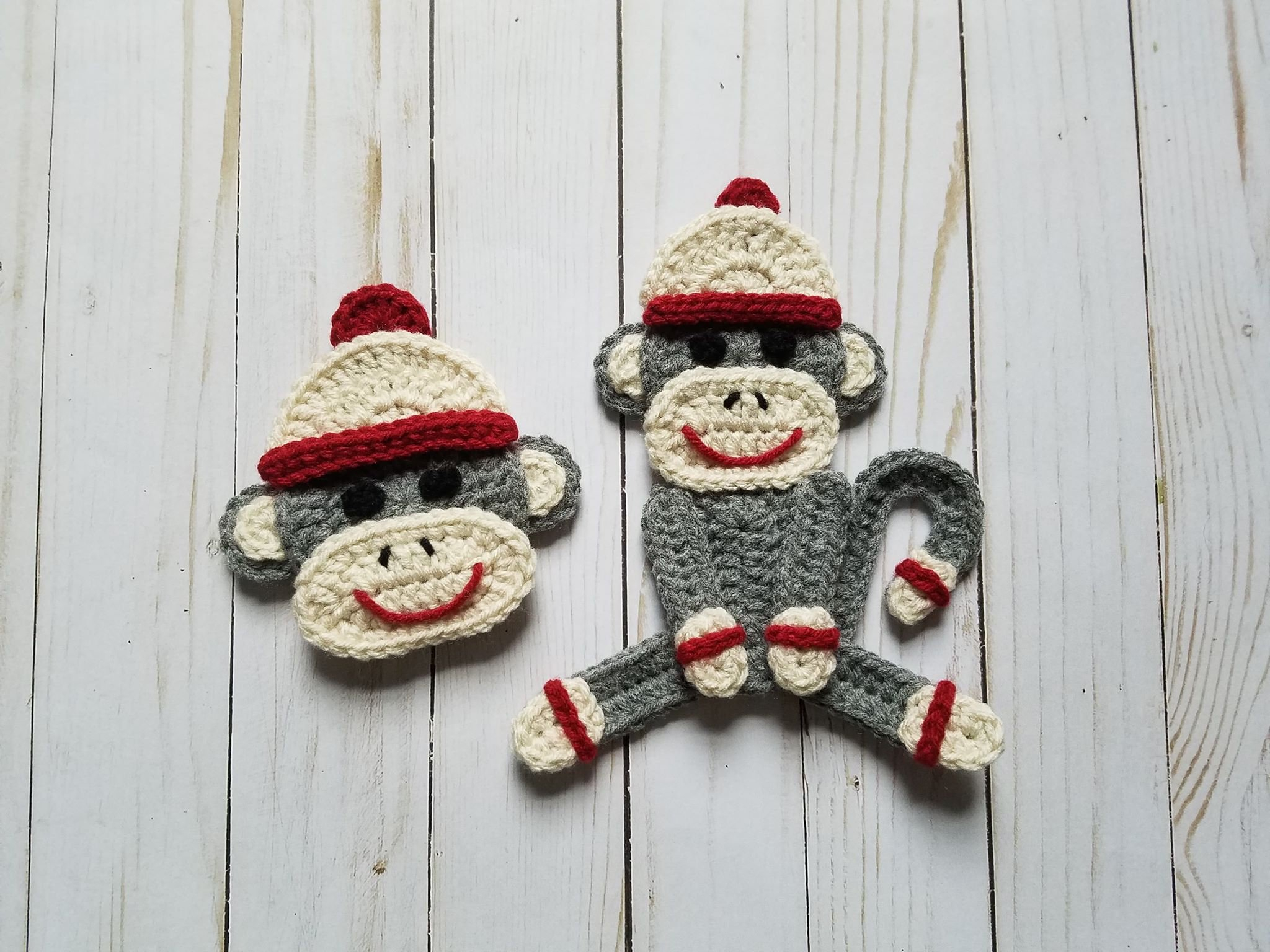 Sock Monkey Crochet Pattern Sock Monkey Applique Pack Crochet Pattern Only Sock Monkey Etsy