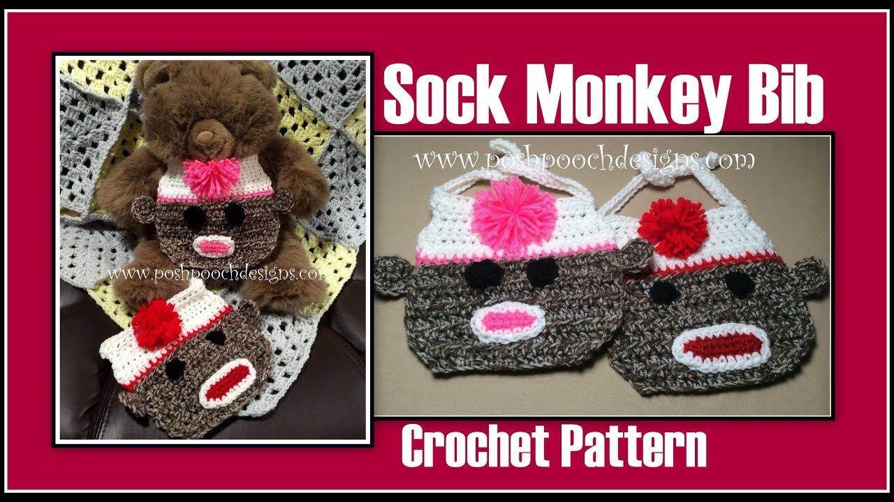 Sock Monkey Crochet Pattern Sock Monkey Bib Crochet Pattern Youtube