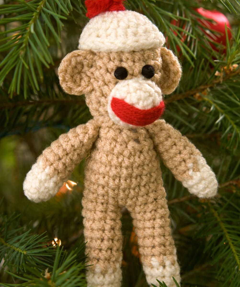 Sock Monkey Crochet Pattern Sock Monkey Ornament Red Heart