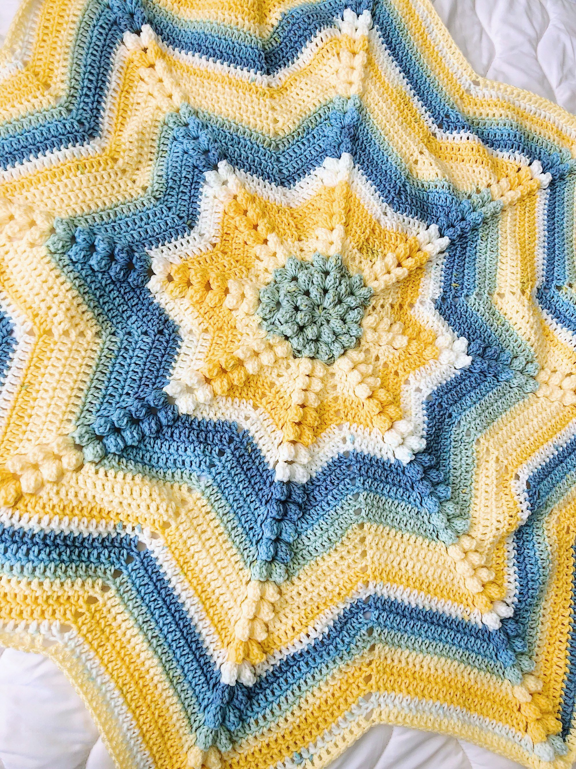Star Baby Blanket Crochet Pattern Crochet Ba Blanket Star Ba Blanket Blue And Yellow Knit Etsy