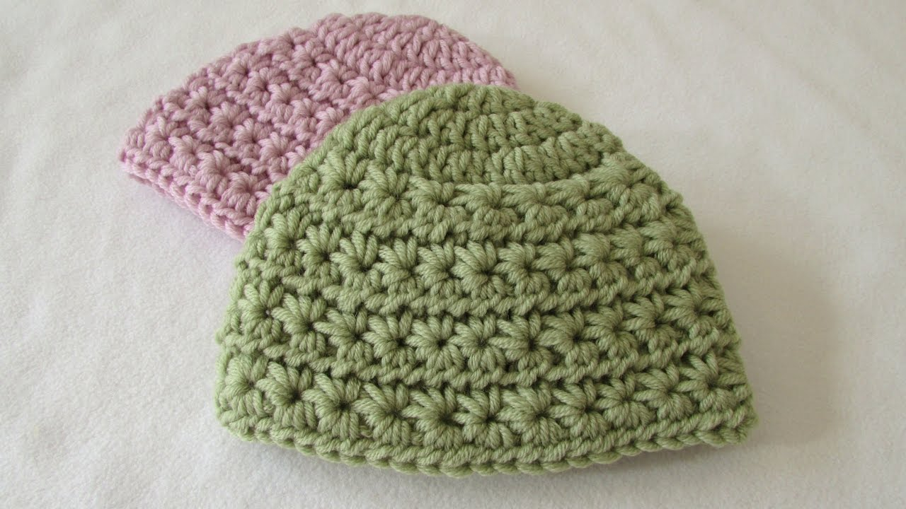 Star Crochet Pattern How To Crochet A Chunky Star Stitch Ba Hat Youtube