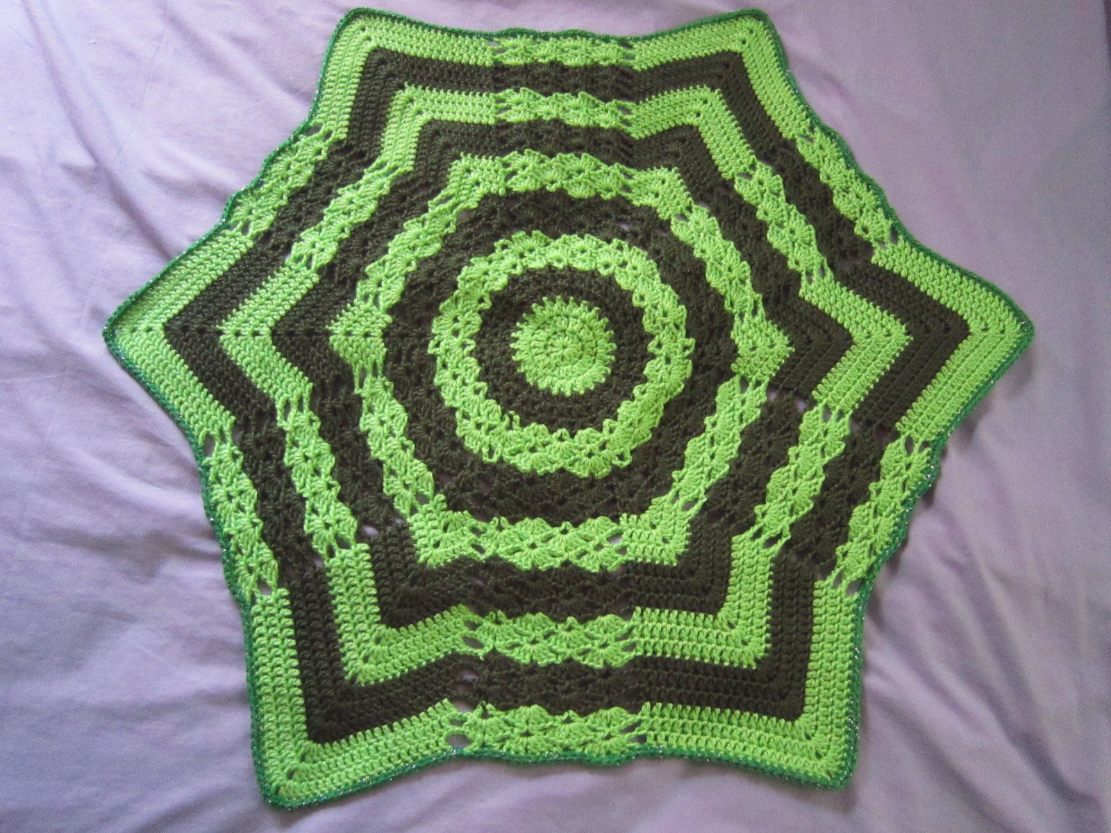 Star Shell Afghan Crochet Pattern Handmade Crochet Dark And Light Green Star Shell Lap Etsy