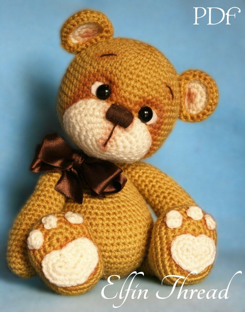 Teddy Bear Crochet Pattern Elfin Thread Teddy Bear Amigurumi Pdf Pattern Teddy Bear Crochet