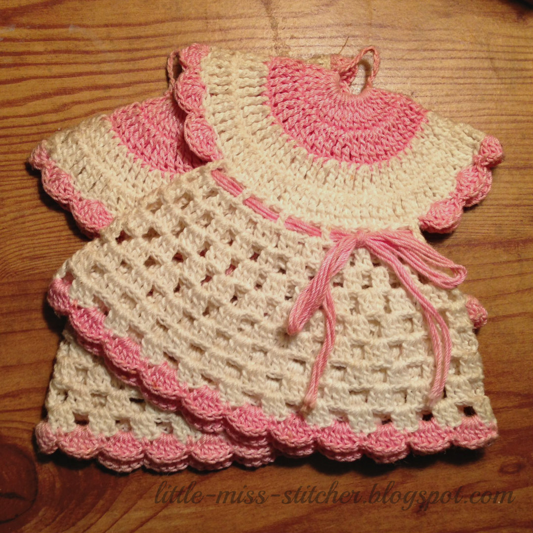Vintage Crochet Potholders Free Patterns Little Miss Stitcher Vintage Crocheted Dress Potholder