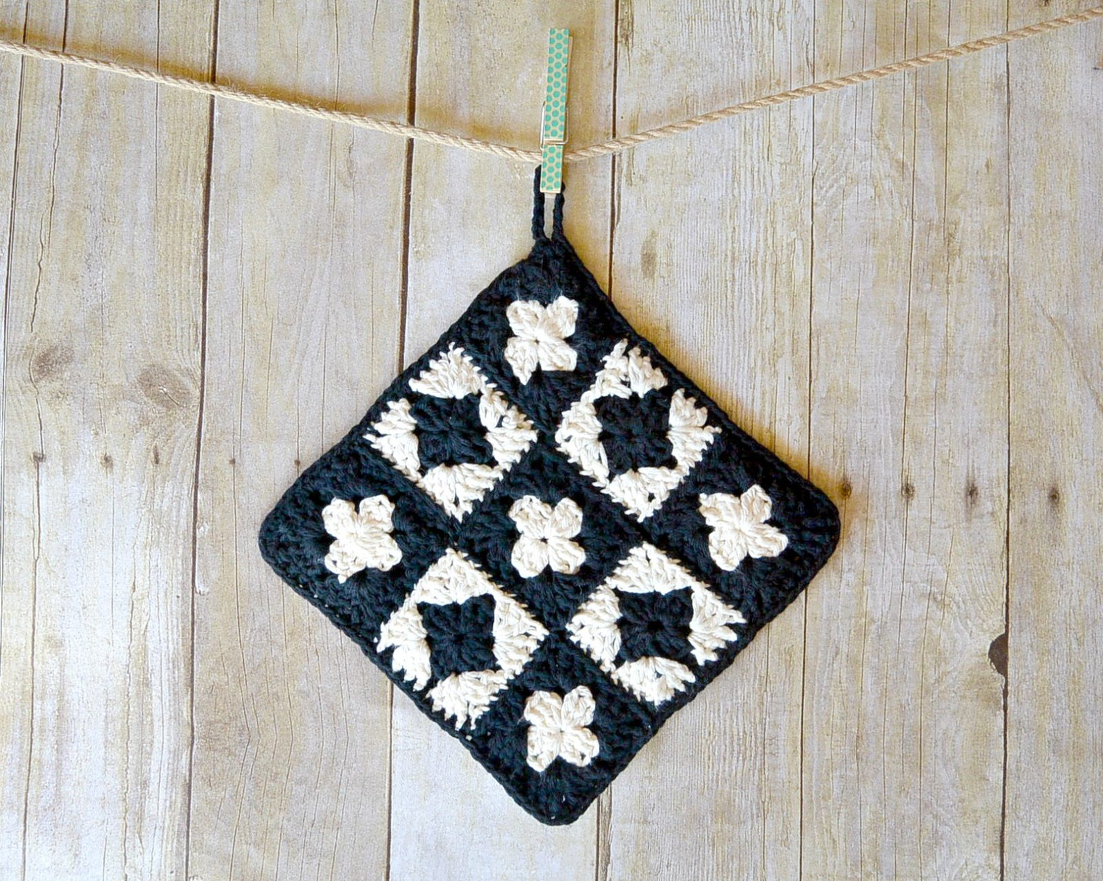 Vintage Crochet Potholders Free Patterns Modern Granny Square Crochet Potholder Mama In A Stitch