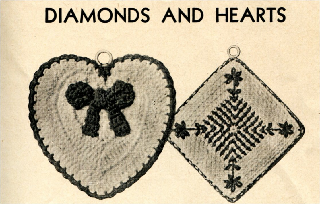 Vintage Crochet Potholders Free Patterns Vintage Crochet Diamond And Heart Shaped Potholder Pattern Vintage