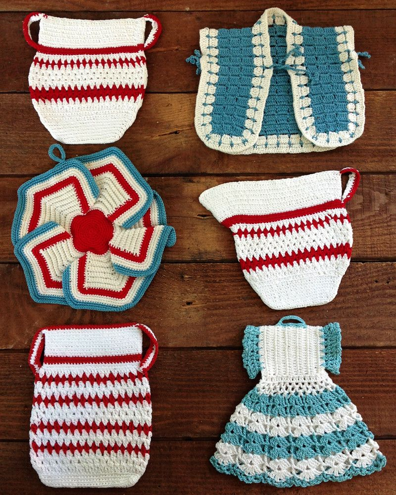 Vintage Crochet Potholders Free Patterns Vintage Red And Aqua Potholders Crochet Pattern Crochet