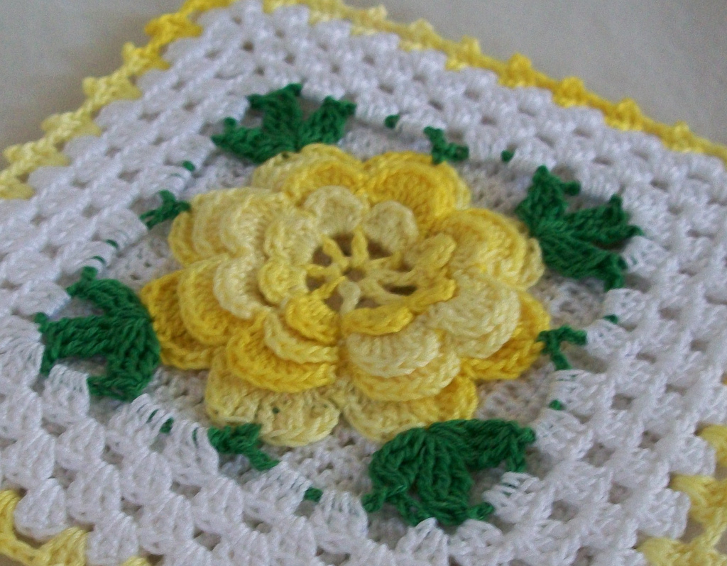 Vintage Crochet Potholders Free Patterns Vintage Style Thread Crochet Potholder In Shaded Yellow Flickr